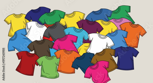 Colorful T-Shirts Pile - A Vibrant Clothing Collection.