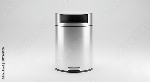 Modern stainless steel pedal bin trash can with foot operated lid for indoor or outdoor waste disposal