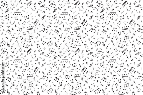 Vector illustration of a seamless background with scattered musical notes