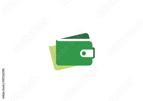 A green and light green minimalist wallet with a white button