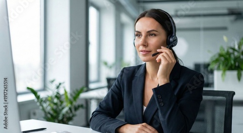 Female Call Center Agent at Desk