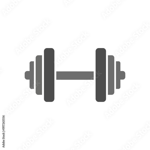 A gray dumbbell icon for fitness and exercise is shown.