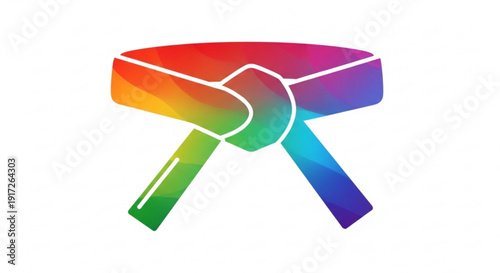 Vibrant rainbow stool with white outline on plain background