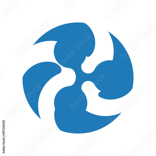A blue graphic illustration of a propeller spinning rapidly.