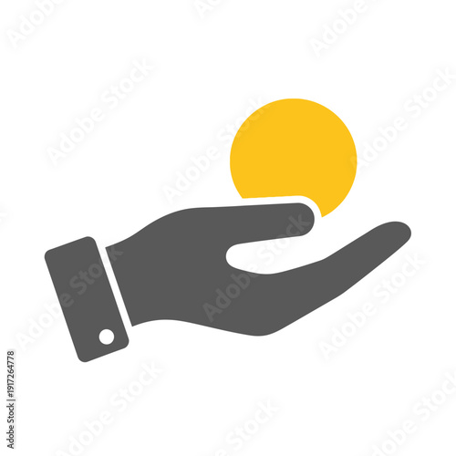 An open hand cradles a bright yellow sphere in a gesture of care and protection.