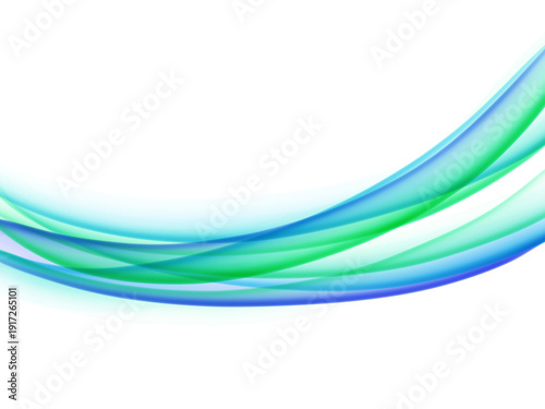 Abstract blue and green flowing liquid waves on transparent background