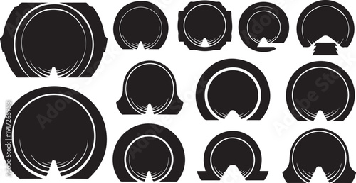 Collection of black and white circular badge icons designs