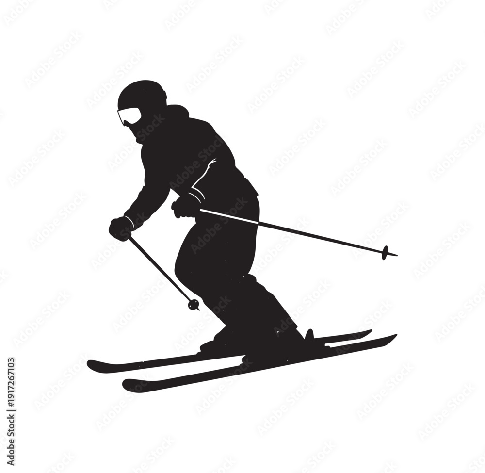 Fototapeta premium skier in motion on skis with poles skiing silhouette