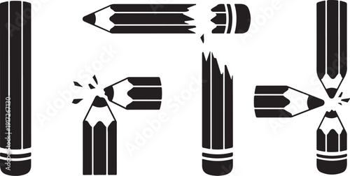 Broken Pencils Illustration with Black and White Colors