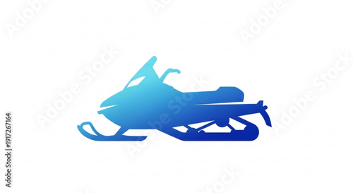 Gradient blue snowmobile silhouette on white background