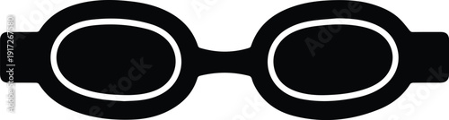 Black Silhouette Icon of Round Vintage Goggles on White Background round goggles aviator goggles