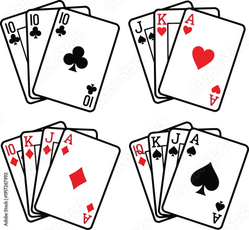 Royal Flush Playing Cards Set for Poker, Card Game, Casino Night, and Gambling Themes