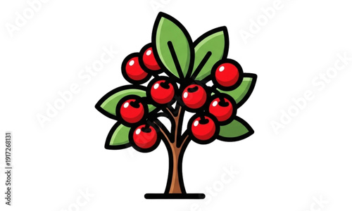 vector illustration of a cherry tree