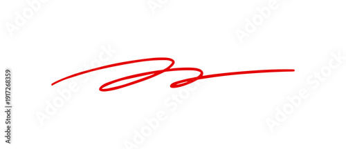 Abstract red scribble line or signature stroke on transparent background