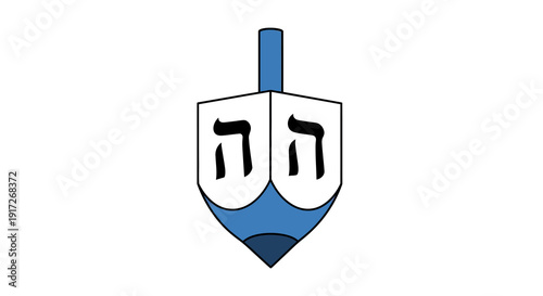 Blue Dreidel with Hebrew Letters for Hanukkah Celebration