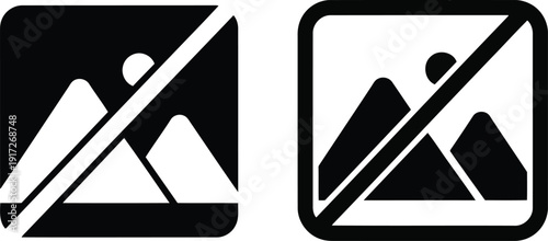Black and White No Image Icon Set for Digital Use and Graphic Design