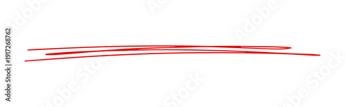 Red hand drawn scribble brush stroke underline on transparent background