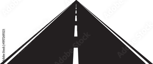Asphalt road stretching into the distance on white background