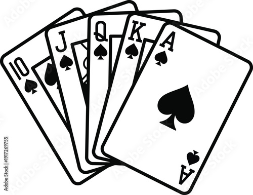 Winning Poker Hand: Royal Flush of Spades for Card Game Enthusiasts and Casino Lovers