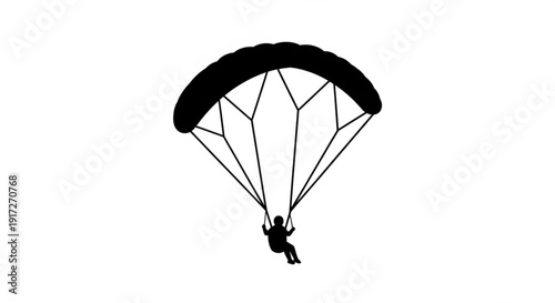 Person paragliding in air with parachute silhouette