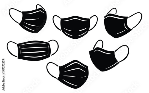 Minimalist silhouette face mask set featuring various types for health protection