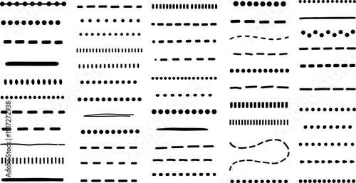 Collection of various black dashed and dotted lines