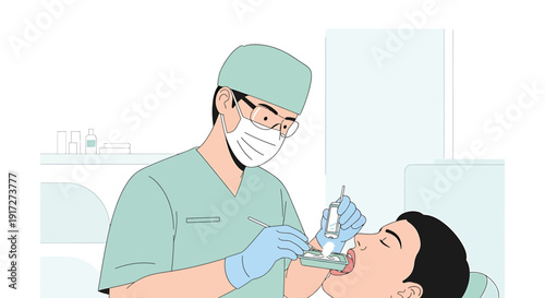 Dentist Examining Patient's Teeth with Tools in Clinic