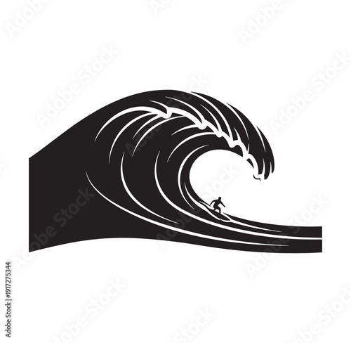 man surfing on a huge wave  extreme sport and recreation concept