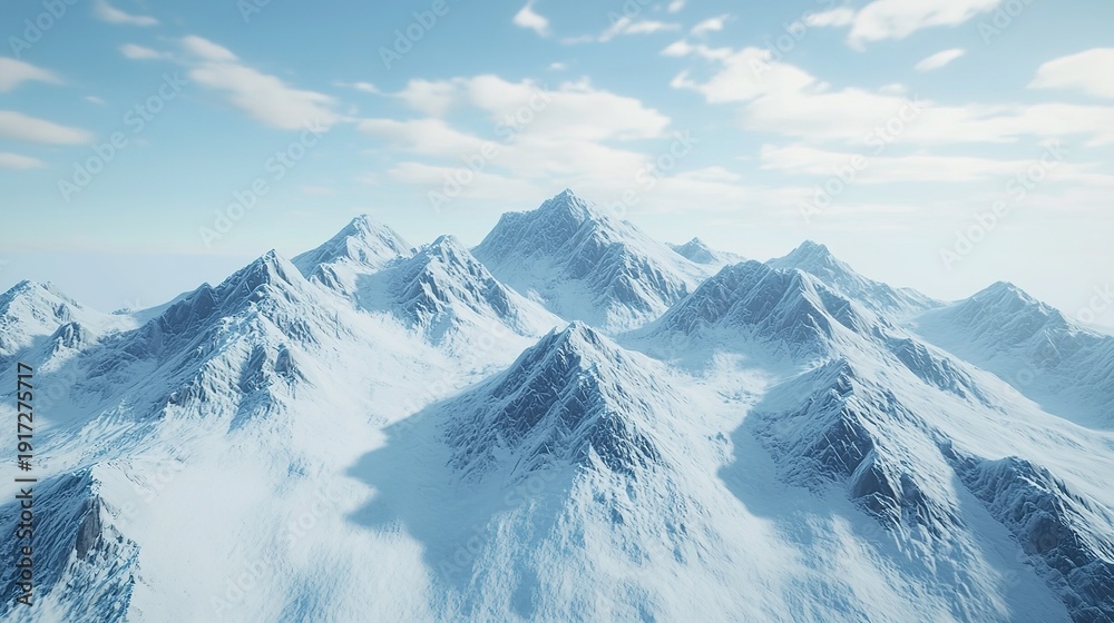 Obraz premium A stunning view of snow-covered mountains under a clear blue sky, showcasing their majestic peaks and serene landscape.