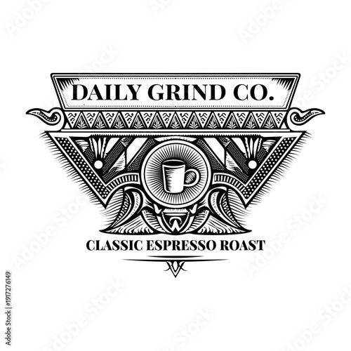 A vintage style illustration showing espresso beans

