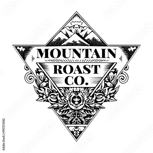 A vintage style illustration showing espresso beans

