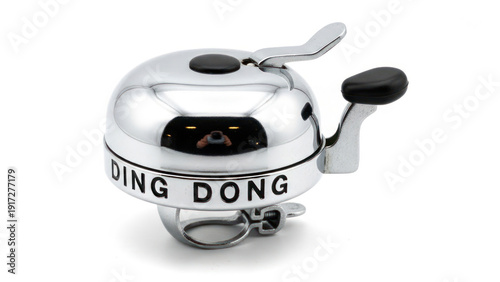 Silver Bicycle Bell with Black Handle.
