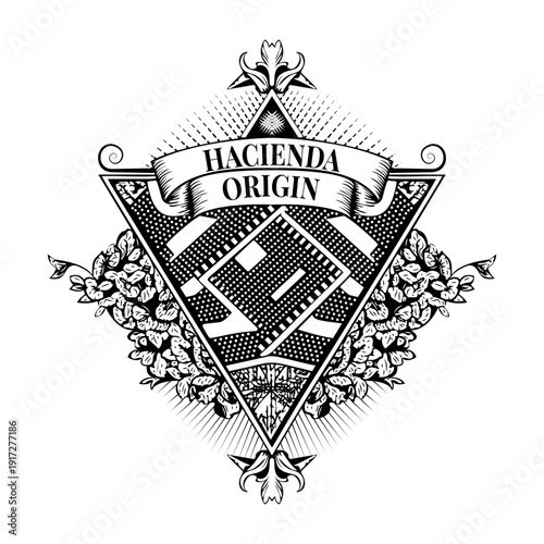 A vintage style illustration showing espresso beans

