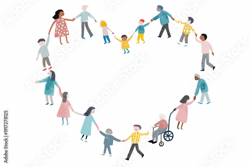 Diverse group of people holding hands in a circle symbolizing unity