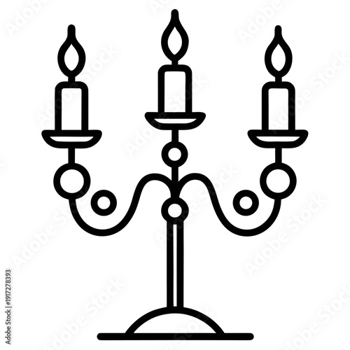 Elegant vintage style candelabra with three burning candles on a central stem and curved arms.