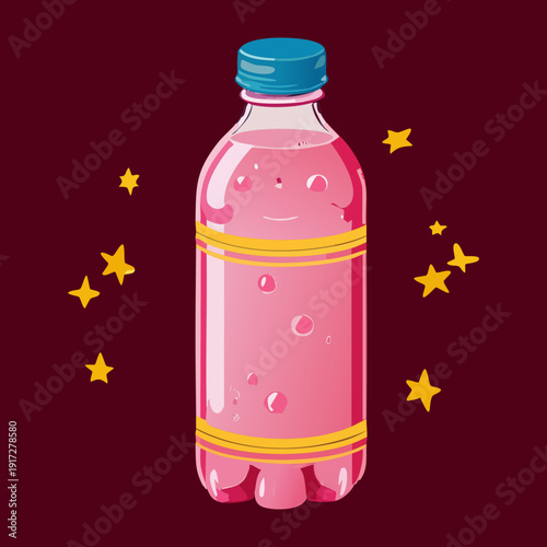 Zesty pink limeade with fresh lime and mint leaves for a refreshing and cool summer garden drink - Vector Illustration