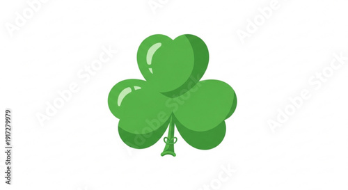 Green helium balloon in shape of four leaf clover on white background