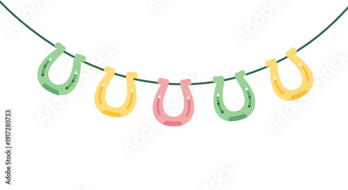 Lucky Horseshoe Garland Decorative Element with Pastel Colors for Festive Occasions and Celebrations