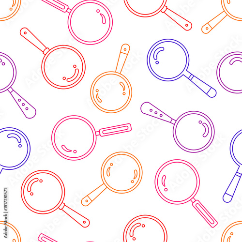 Loupe seamless pattern background. Seamless magnifying glass pattern. Magnifying glass doodle pattern background.