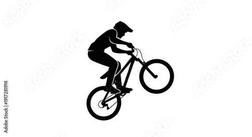 Man Riding Mountain Bike Silhouette.