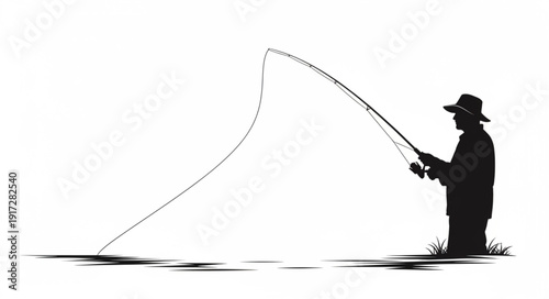 Man Fishing with Bent Rod.