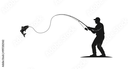 Man Fishing with Flexible Rod.