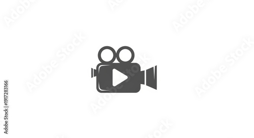 Vintage film camera icon with play button symbol.