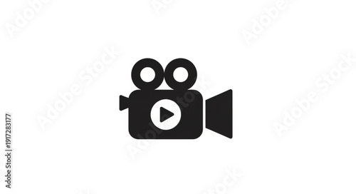 Vintage movie camera icon with play button symbol.