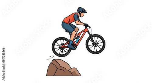 Man Riding Mountain Bike in Air.
