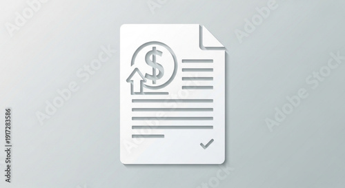 Financial document with dollar sign and rising arrow on gray background