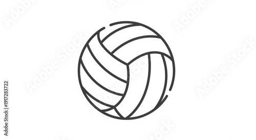 Black line drawing of a volleyball on a white background
