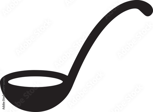 Black ladle silhouette kitchen utensil icon isolated on transparent background soup serving tool