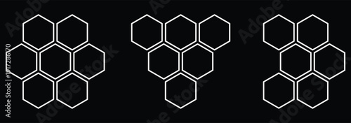 Honeycombs icon line icon. linear style vector symbols collection. Natural honeycomb icons collection. Beeswax hive icons. seamless hex background. abstract honeycomb cell. Honeycomb bee icon. eps 10