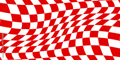 Vector. Seamless coarse red checkered vector plaid fabric pattern texture. Modified stripes consisting of crossed horizontal and vertical lines forming squares.